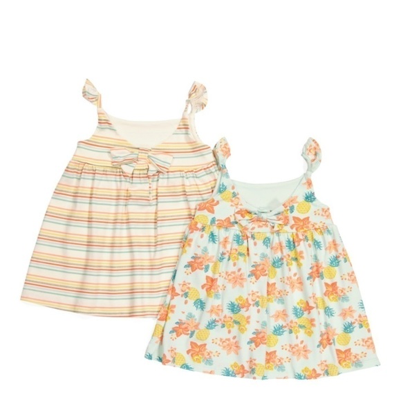 Sigrid Olsen New Girls 2 Pack Babydoll Dresses Floral and Striped Prints Summer - Picture 3 of 8